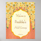 Gele bloemrijke tuinland Indische bruiloft haldi w Poster (Voorkant)