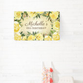 Gele bloemrozen goud glitters 40ste verjaardag spandoek (Insitu)