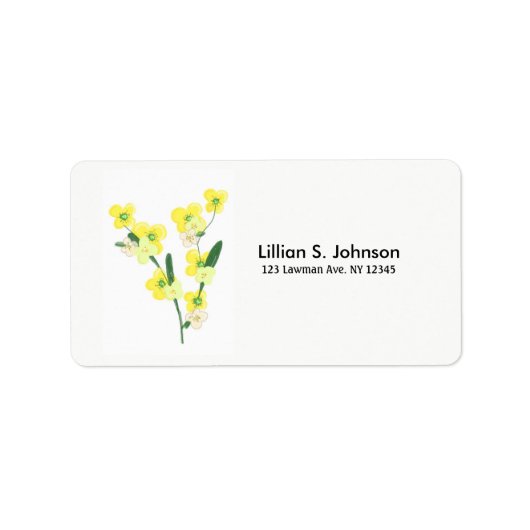 Gele Bloemstengels Etiket (Voorkant)
