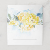 Gele Bloesem Stoffig Blauw Bruiloft Plaatskaartje (Buitenkant ongevouwen)