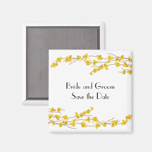 Gele Bloesems Bewaar de Datum Magneet (Voorkant / Achterkant)