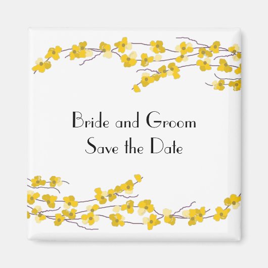 Gele Bloesems Bewaar de Datum Magneet (Voorkant)