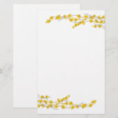 Gele Bloesems Briefpapier (Voorkant / Achterkant)