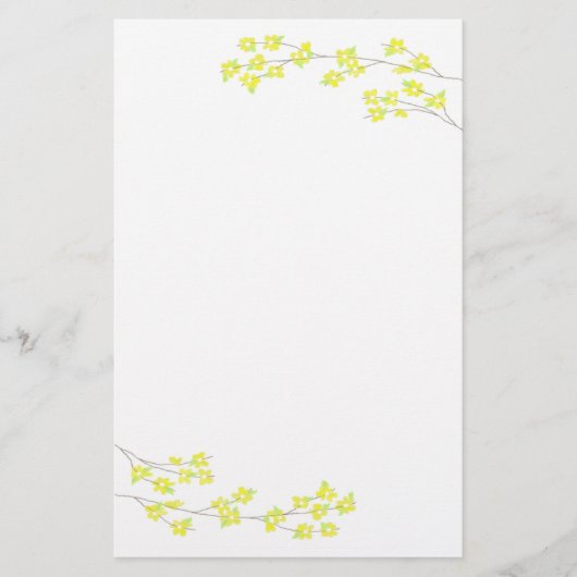 Gele bloesems briefpapier (Voorkant)