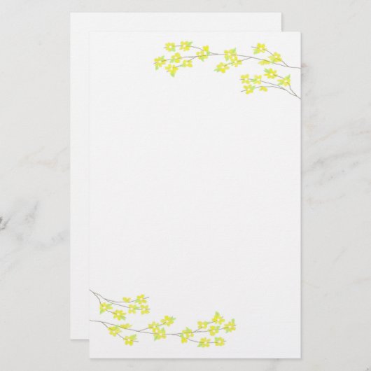 Gele bloesems briefpapier (Voorkant / Achterkant)