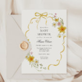 Gele bloesems en bogen Baby shower Kaart