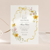 Gele bloesems en bogen Baby shower Kaart