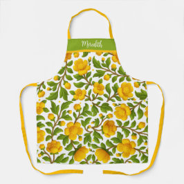 Gele bloesems en groene bladeren schort