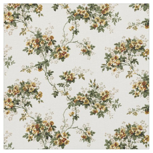gele bloesems Engels Floral Pattern Stof (Close Up)