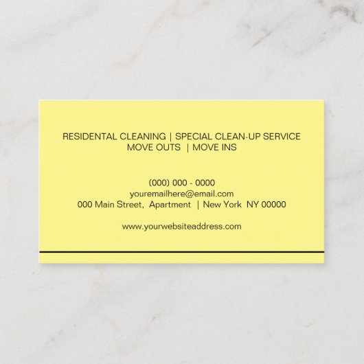 Gele Blue Janitorial Maid House Cleaning Service Visitekaartje (Achterkant)