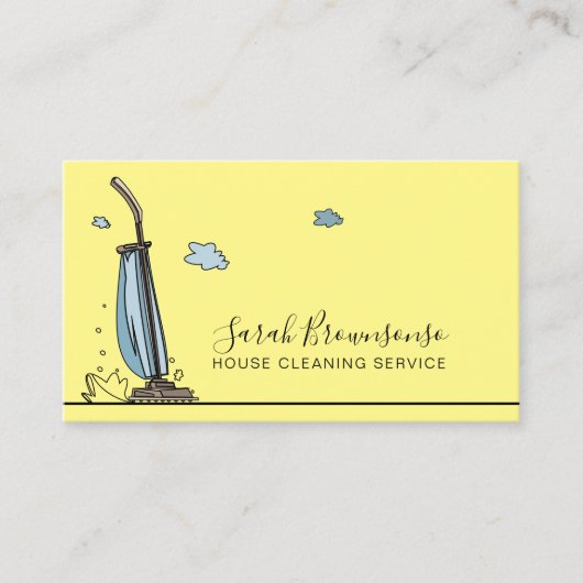 Gele Blue Janitorial Maid House Cleaning Service Visitekaartje (Voorkant)