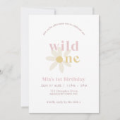 Gele Blush Boho Daisy Bloemen Eerste Verjaardag Kaart (Voorkant)