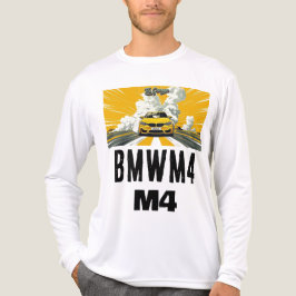 Gele BMW M4 Sportauto Grafische Illustratie Lange Tri-Blend Shirt