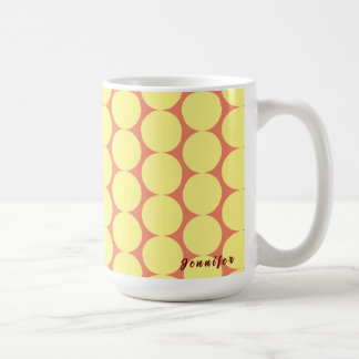 Gele bobby print op sinaasappel Gepersonaliseerd Koffiemok