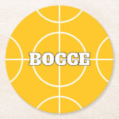 Gele Bocce Ball aangepaste papieren drankje onderz Ronde Kartonnen Onderzetter (Voorkant)
