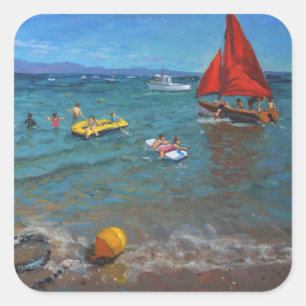 Gele boei en rode nagels Abersoch Vierkante Sticker
