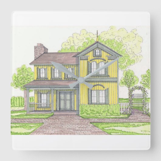 Gele boerderijklok vierkante klok (Voorkant)