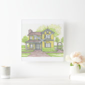 Gele boerderijklok vierkante klok (Huis)