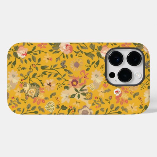 Gele Boho bloemige achtergrond Case-Mate iPhone Case (Achterkant (horizontaal))