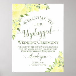 Gele Boho Chic Rozen Unplugged Wedding Ceremony Poster