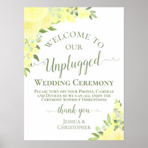 Gele Boho Chic Rozen Unplugged Wedding Ceremony Poster