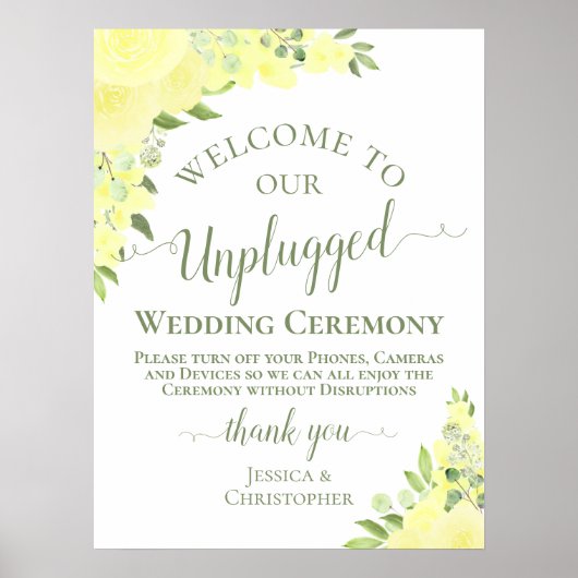 Gele Boho Chic Rozen Unplugged Wedding Ceremony Poster (Voorkant)
