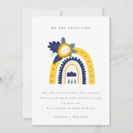 Gele Boho Floral Rainbow-Baby Bedankkaart