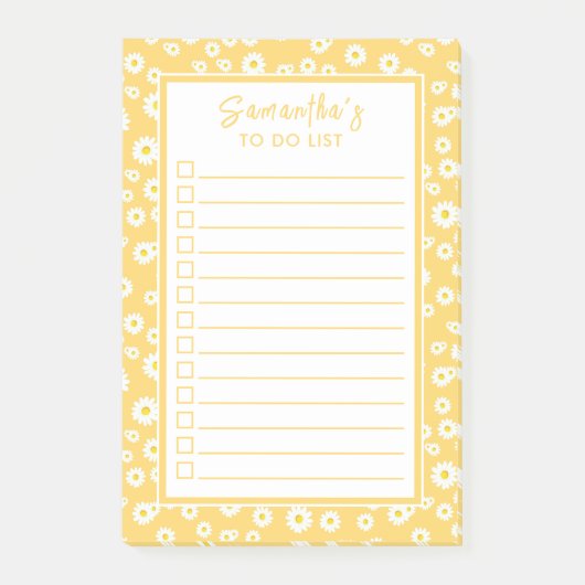 Gele Boho Spring Daisies om lijst te doen Post-it® Notes (Voorkant)