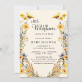 Gele Boho Wilde Bloem Bloemencode QR Code Baby Sho Kaart (Voorkant)