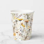 Gele Boho Wilde Bloem Papieren Bekers (Achterkant)