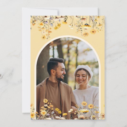 Gele Boho Wildflower Bloemen Bruiloft Foto Save The Date (Achterkant)