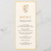 Gele Boho Wildflower Bloemen Bruiloft Menu (Voorkant)