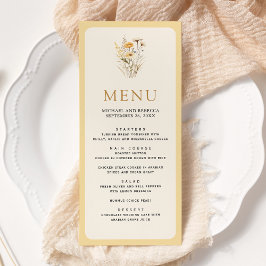 Gele Boho Wildflower Bloemen Bruiloft Menu