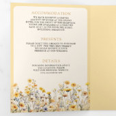 Gele Boho Wildflower Foto QR Code Bruiloft Drieluik Uitnodiging (Binnenzijde eerst)