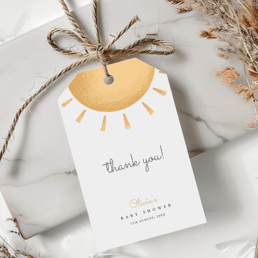 Gele Boho Zonneschijn Baby Shower Bedankt Cadeaulabel