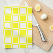 Gele bold Mod Squares Theedoek (Quarter Fold)