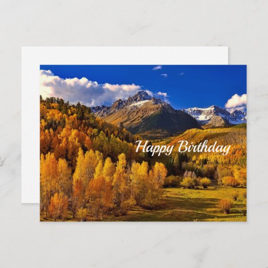 gele bomen Berg Birthday Briefkaart (Voorkant / Achterkant)