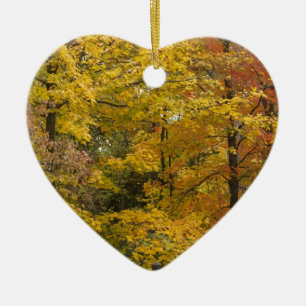 Gele bomen in de herfst keramisch ornament