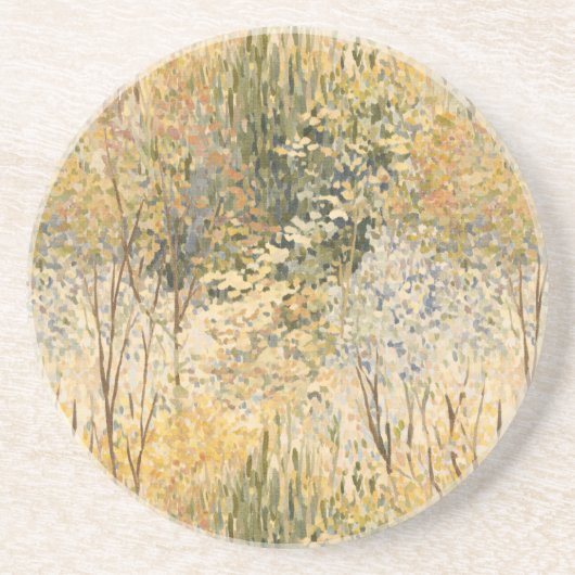 Gele bomen in de herfst zandsteen onderzetter (Voorkant)