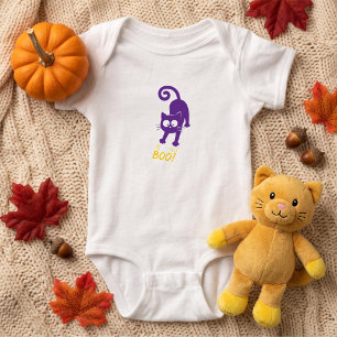 Gele Boo Paarse Kat Halloween Romper