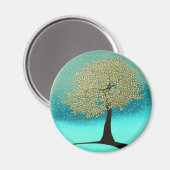 Gele boom in de wintermagneet magneet (Voorkant / Achterkant)