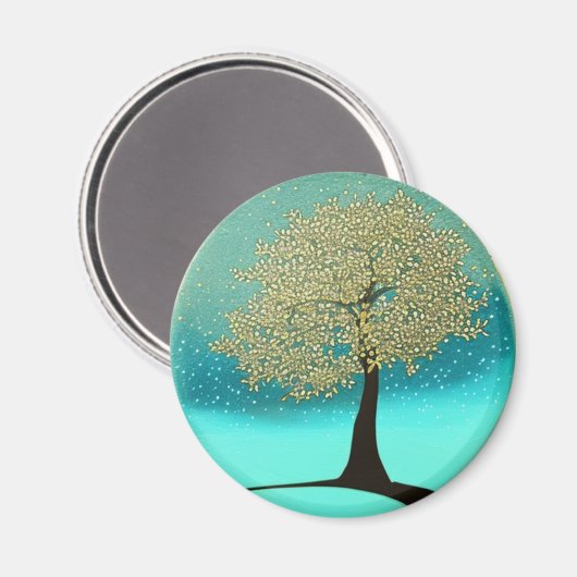 Gele boom in de wintermagneet magneet (Voorkant / Achterkant)