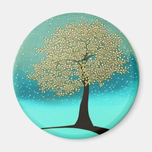 Gele boom in de wintermagneet magneet (Voorkant)