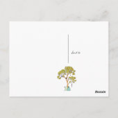 Gele boom met blauwvogels en gebeden briefkaart (Achterkant)