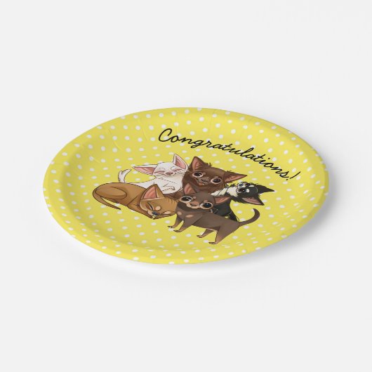 Gele Borden van Chihuahua Paper Party Papieren Bordje (Gekanteld)