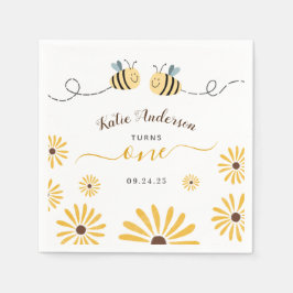 Gele borstelbij en zonbloemen Eerste geboorte Servet