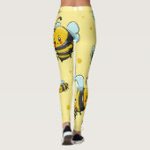 Gele borstelbijen Floral gepatterd | LEGGINGS (Achterkant)