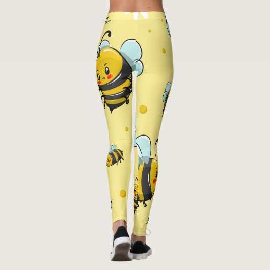 Gele borstelbijen Floral gepatterd | LEGGINGS (Achterkant)