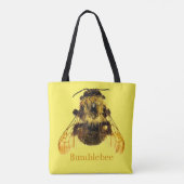 Gele borstelbijen op geel tote bag (Achterkant)