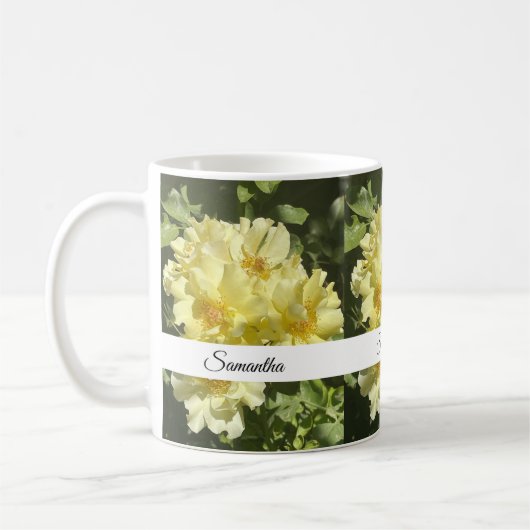 Gele botanische bloemen koffiemok (Links)
